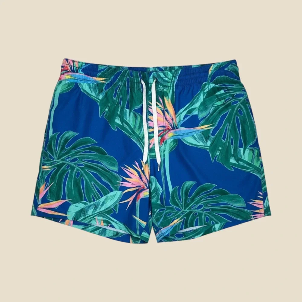Chubbies‎ Swim Trunks Mens XL Blue Tropical Floral 5.5 Inseam Lined Shorts